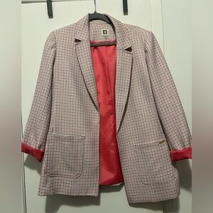Anne Klein Women's Plaid Blazer with Pink Lining